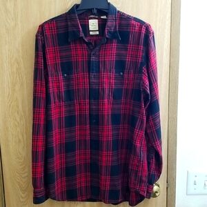 🇺🇦 Dockers Y2K Plaid Flannel Shirt Large 90s Jfk Jr Core Father's Day Gift New